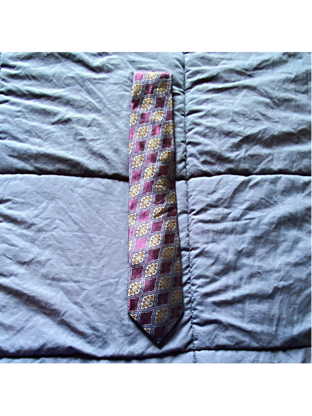Jos. A. Bank 100% Silk Woven Tie Purple Blue Gold Floral Pointed Long